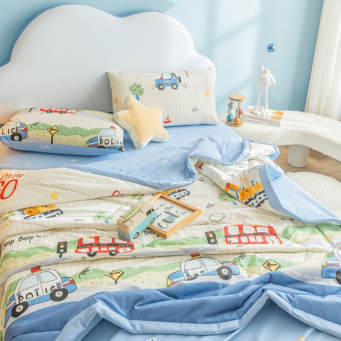 91家纺网 家纺一手货源 找家纺 暖阳 【同款地板价】2025年新款全棉印花棉花夏被四件套被子被芯 汽车世界