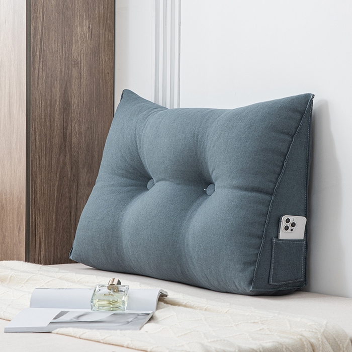 91家纺网 家纺一手货源 找家纺 美达人2025新款麻布珍珠棉三角靠背 亚麻单人 惜墨深灰