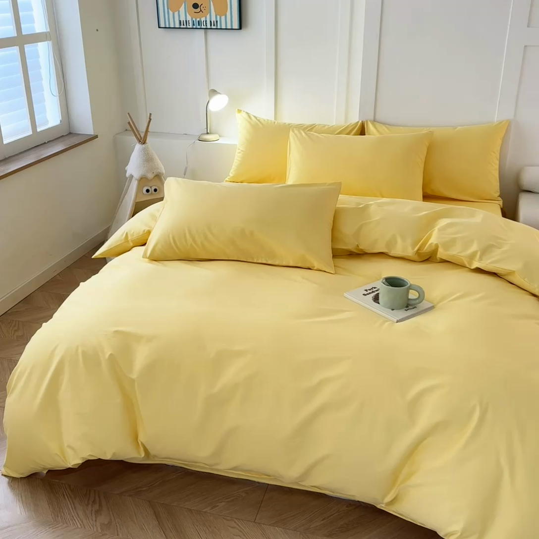 91家纺网 家纺一手货源 找家纺 卢赛尔 2025新款全13372纯色单被套 璀璨黄