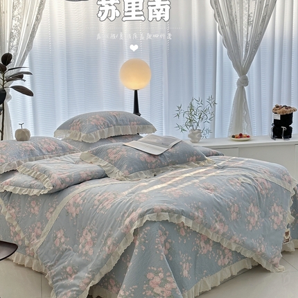 91家纺网 家纺一手货源 找家纺 （总）佰织鑫2025跑量款法式棉花床盖款春秋被四件套夏被四件套填充29%大豆纤维加71%抗菌纤维