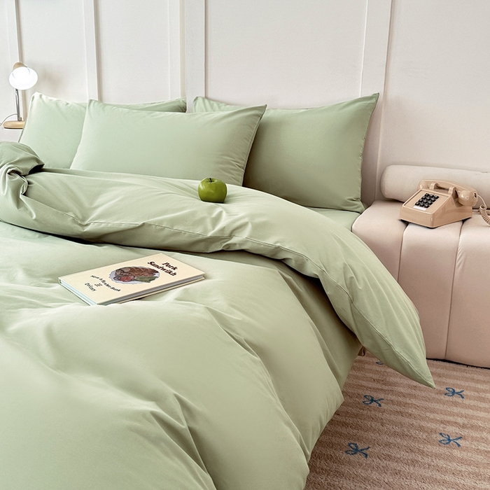 91家纺网 家纺一手货源 找家纺 卢赛尔 2025新款全13372纯色单被套 豆绿色
