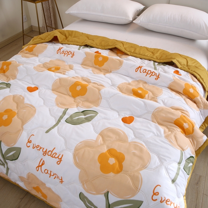 91家纺网 家纺一手货源 找家纺 伊凡 2025新款亲肤磨毛夏凉被印花夏被空调被礼品夏被跑量跨境外贸夏凉被 朵朵小花