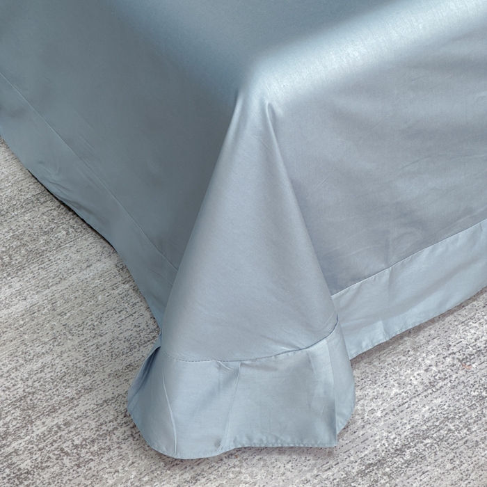 91家纺网 家纺一手货源 找家纺 U品汇  2025新款纯棉全棉长绒棉刺绣绣花高端礼盒四件套-叶夕 花晨叶夕-云水蓝