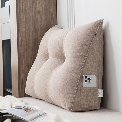 美达人2025新款麻布珍珠棉三角靠背 亚麻单人杏子卡其