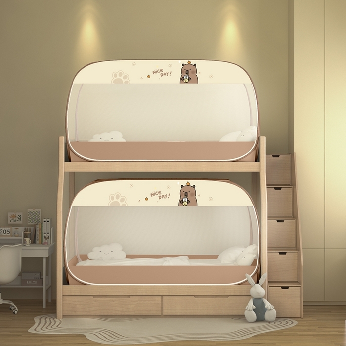 91家纺网 家纺一手货源 找家纺 青竹苑2025新款大顶学生蒙古包子母床魔术蚊帐 卡皮巴拉