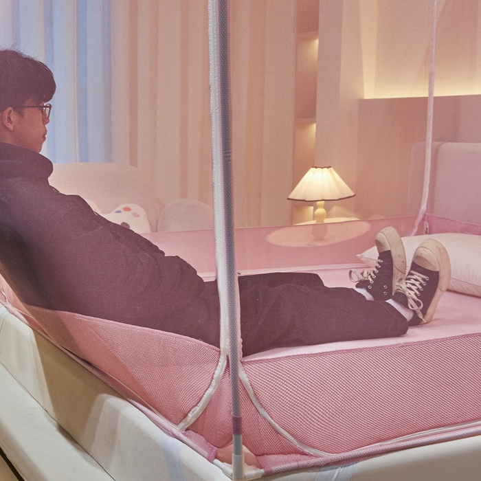 91家纺网 家纺一手货源 找家纺 卓尔居 2025绗绣编织防摔蚊帐-夏至 夏至-粉