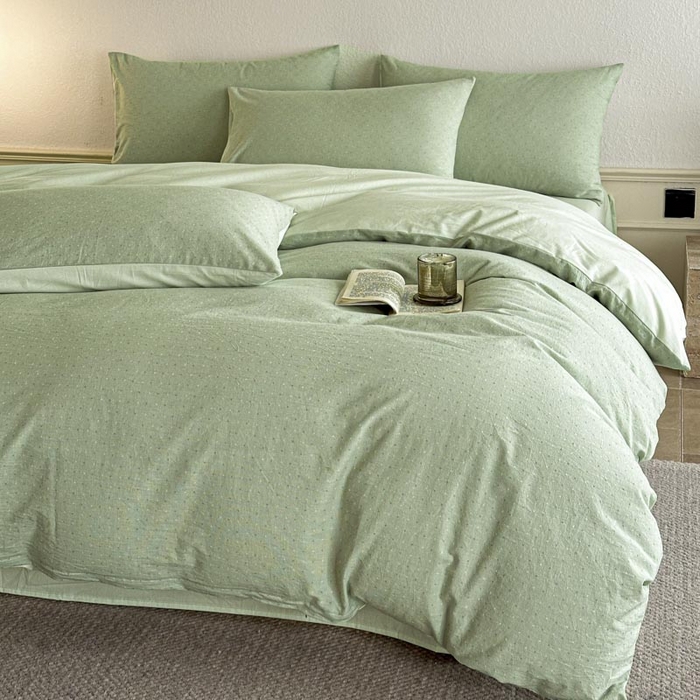 91家纺网 家纺一手货源 找家纺 ab家纺 2025新款小碎花三层纱 波尔卡-绿