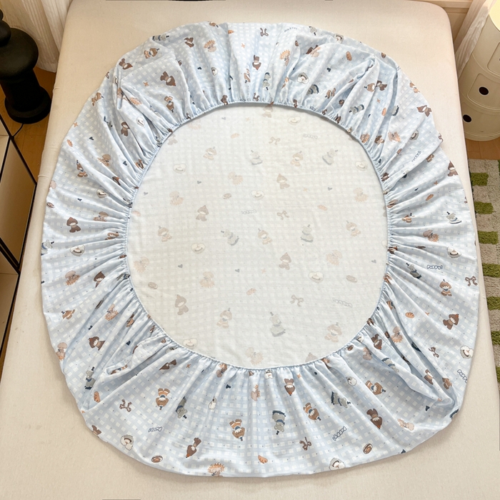 91家纺网 家纺一手货源 找家纺 博雅 2025新款全棉A类双层纱床笠 萌宠乐园