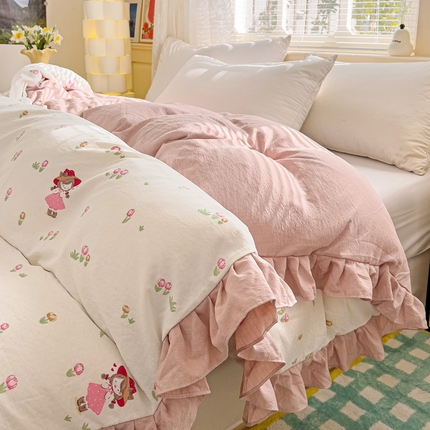 纽缦家纺 2025新款云感提花双层纱韩版被套 蜜糖之恋