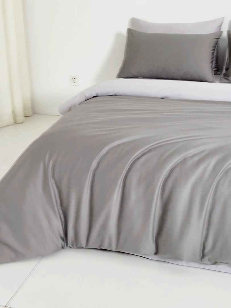 91家纺网 家纺一手货源 找家纺 （总）沃尔居 2025新款全棉长绒棉四件套纯色贡缎纯棉被套床笠款三件套