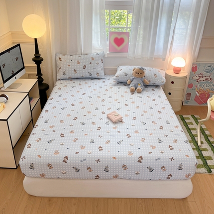 91家纺网 家纺一手货源 找家纺 博雅 2025新款全棉A类双层纱床笠 萌宠乐园