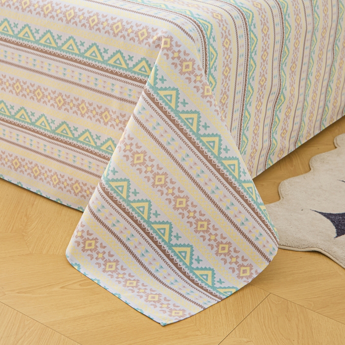 91家纺网 家纺一手货源 找家纺 棉乐町家居 2025新款锦柔老粗布床单老粗布凉席三件套 条雅恋