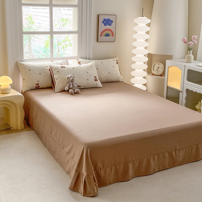 91家纺网 家纺一手货源 找家纺 富缦庭2025新款A类针织双层纱四件套叮当熊