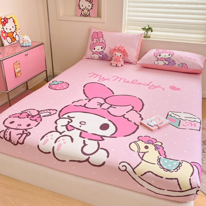 91家纺网 家纺一手货源 找家纺 金爱家 2025新款三丽欧全棉大版单品--床笠 棉单品-木马美乐蒂