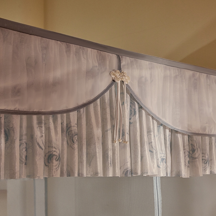 91家纺网 家纺一手货源 找家纺 青竹苑2025新款花边款床笠底防摔坐床蚊帐-雅致 雅致-蓝灰