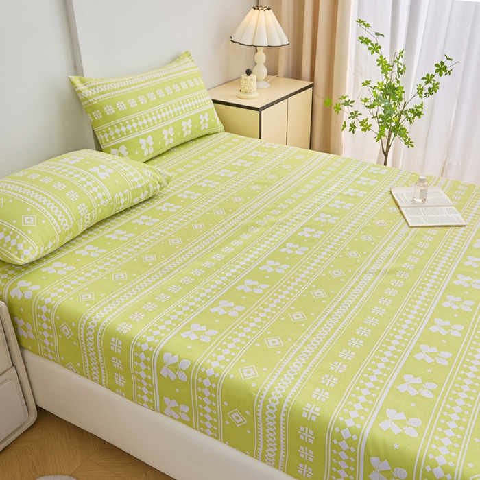 91家纺网 家纺一手货源 找家纺 首爱2025新款原棉老粗布床笠支持特殊规格定制 常年不断货 大批量供应  草莓格绿