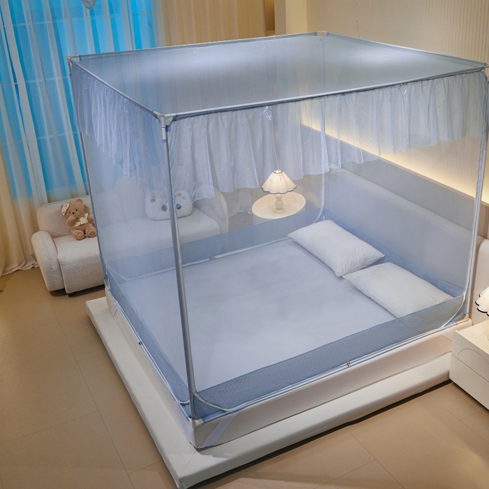 91家纺网 家纺一手货源 找家纺 卓尔居 2025绗绣编织防摔蚊帐-夏至 夏至-浅蓝