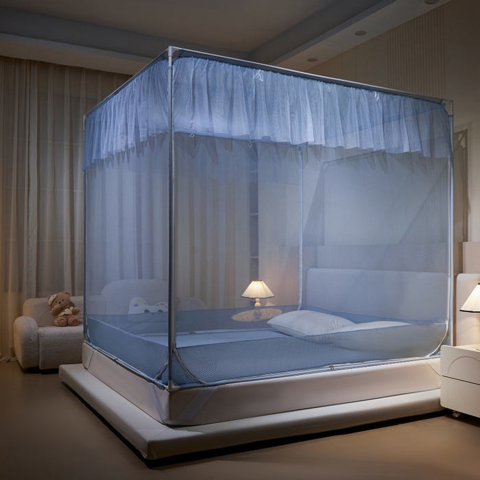 91家纺网 家纺一手货源 找家纺 卓尔居 2025绗绣编织防摔蚊帐-夏至 夏至-浅蓝