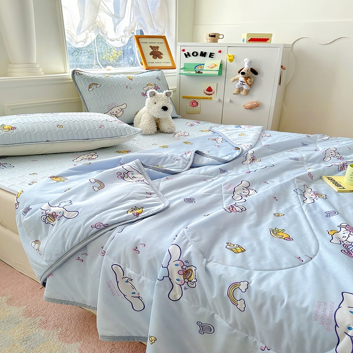 91家纺网 家纺一手货源 找家纺 希诺2025春夏新款小版三丽鸥凉感夏被夏凉被空调被 彩虹玉桂狗