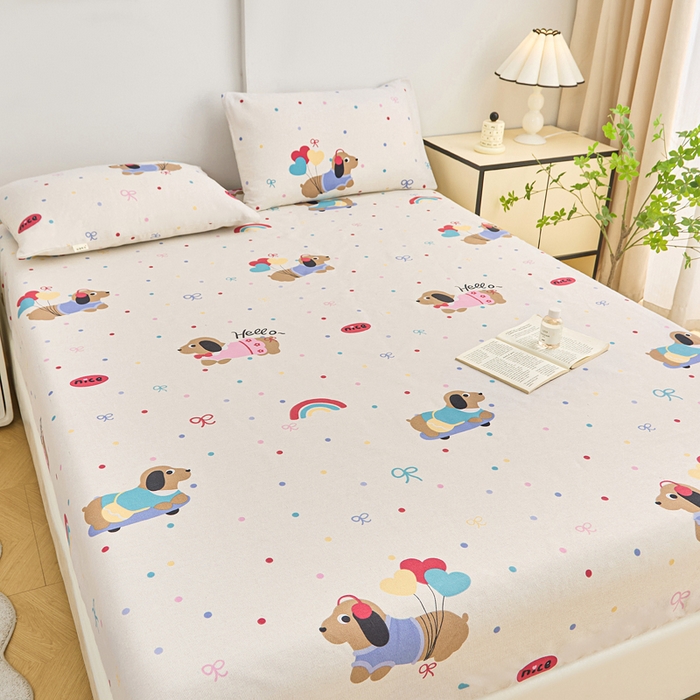 91家纺网 家纺一手货源 找家纺 首爱2025新款原棉老粗布床笠支持特殊规格定制 常年不断货 大批量供应  腊肠小狗