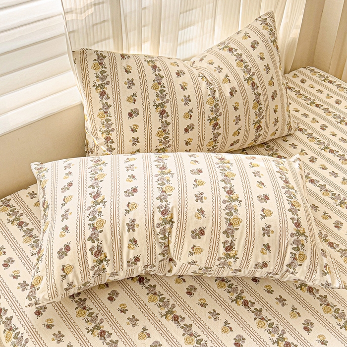 91家纺网 家纺一手货源 找家纺 纽缦家纺 2025新款云感提花双层纱床笠 玫瑰哒