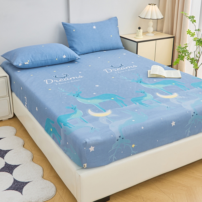 91家纺网 家纺一手货源 找家纺 首爱2025新款原棉老粗布床笠支持特殊规格定制 常年不断货 大批量供应  梦幻小鹿