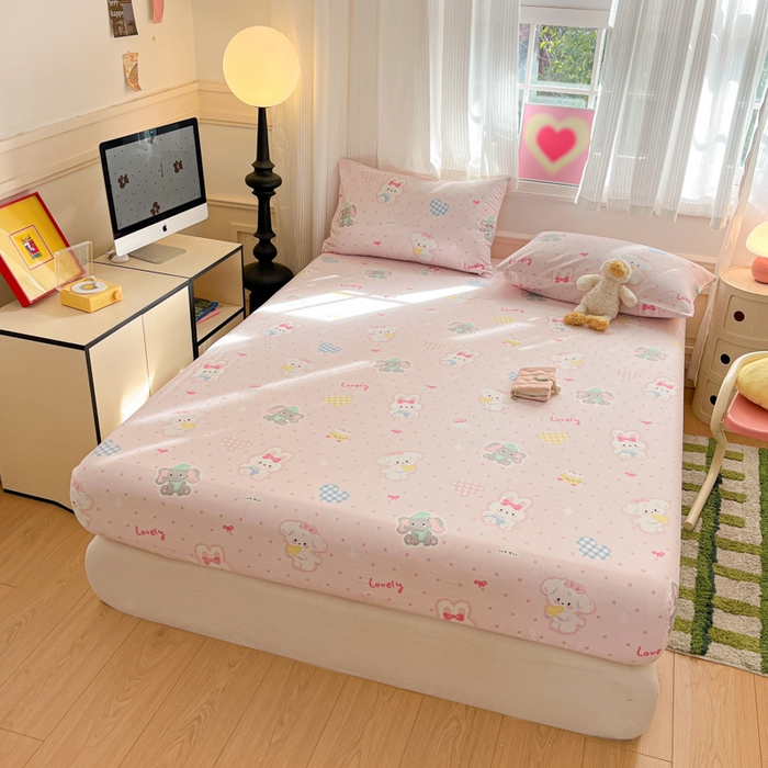 91家纺网 家纺一手货源 找家纺 博雅 2025新款全棉A类双层纱床笠 甜宠派对