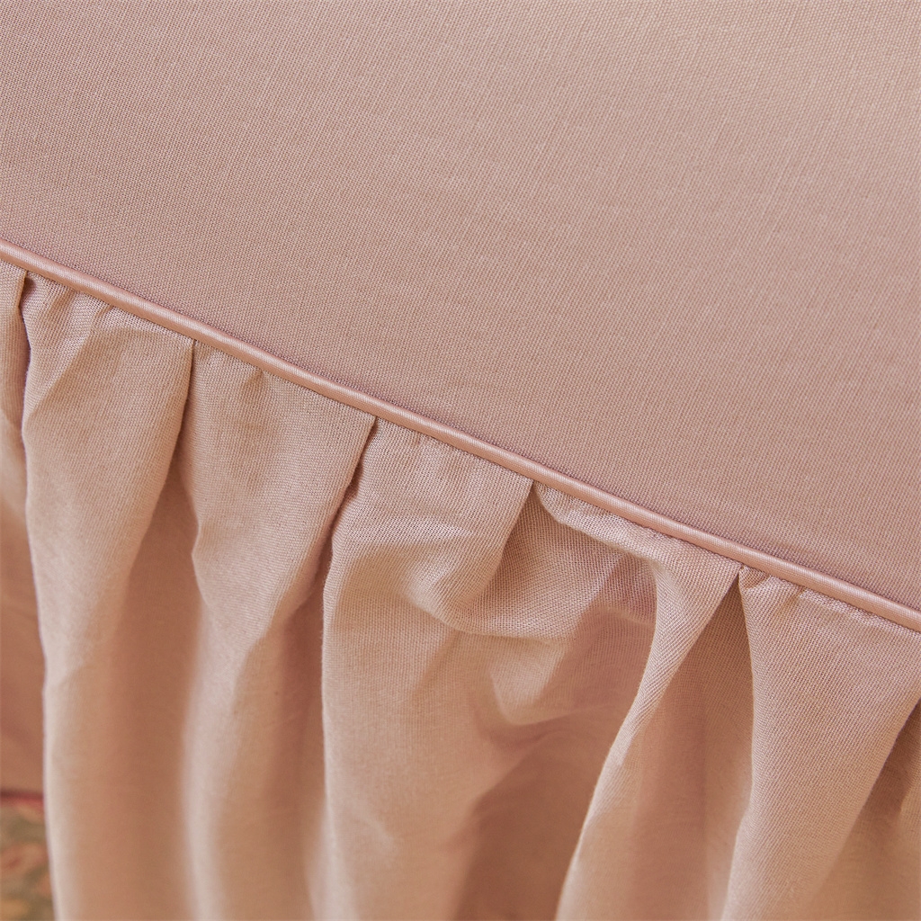 91家纺网 家纺一手货源 找家纺 缦彩 【加微信送买家秀】2025年纯棉母婴级双层纱双拼公主风床裙 紫檀玫瑰