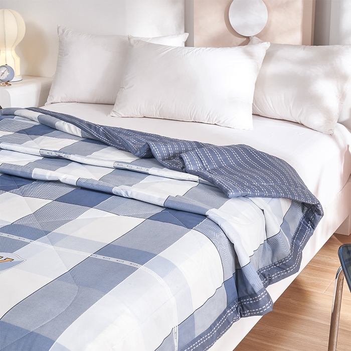 91家纺网 家纺一手货源 找家纺 羽梦家纺2025新款新疆棉花全棉夏凉被 时尚格调兰