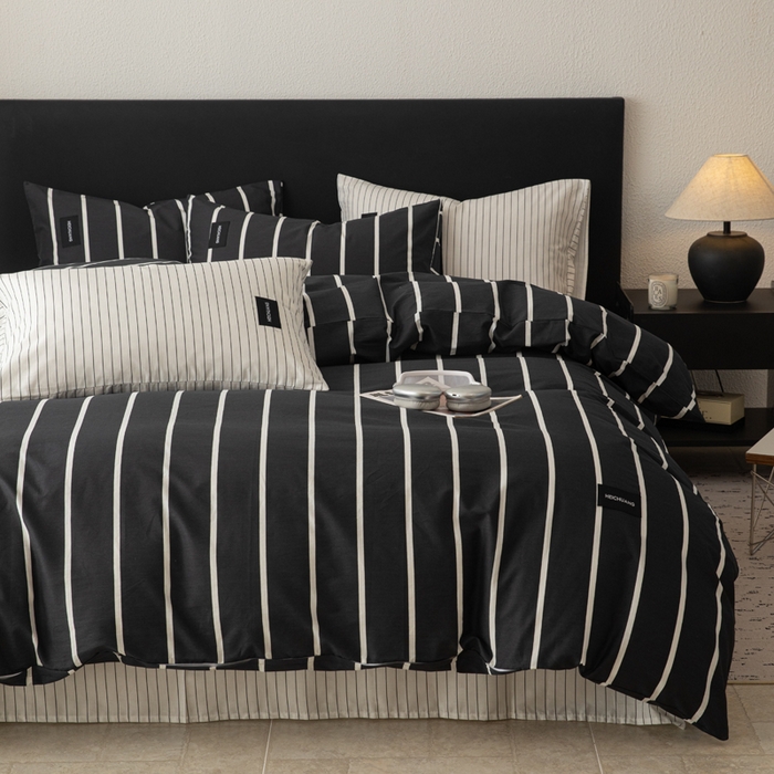 91家纺网 家纺一手货源 找家纺 （总）简宜家居（朝初家纺） 2025新款简约纯棉四件套 贴标