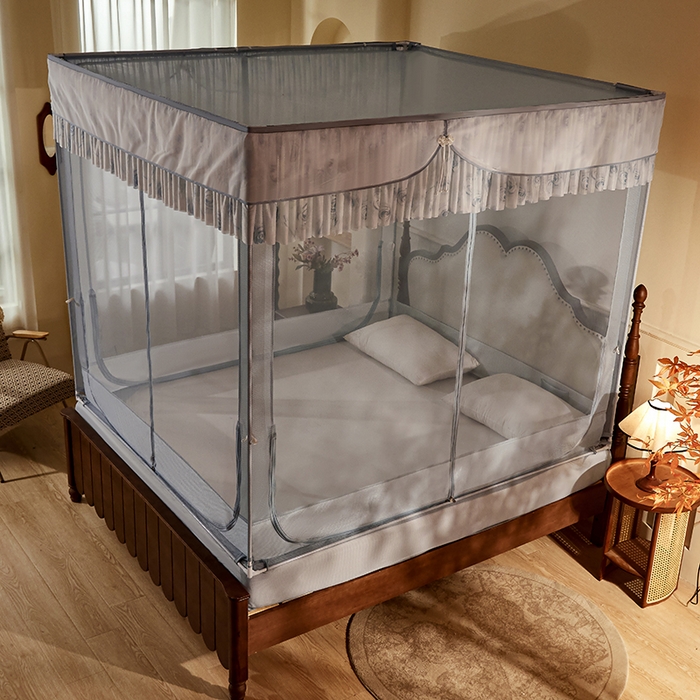 91家纺网 家纺一手货源 找家纺 （总）青竹苑2025新款花边款床笠底防摔坐床蚊帐-雅致