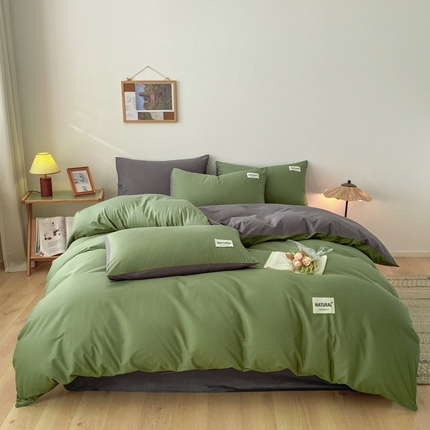 91家纺网 家纺一手货源 找家纺 （总）芊寻家居 2024新款13372全棉纯色四件套无印良品风简约套件