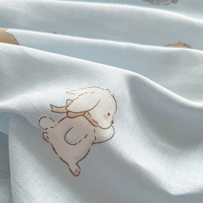 91家纺网 家纺一手货源 找家纺 博雅 2025新款全棉A类双层纱床笠 兔兔蜜语