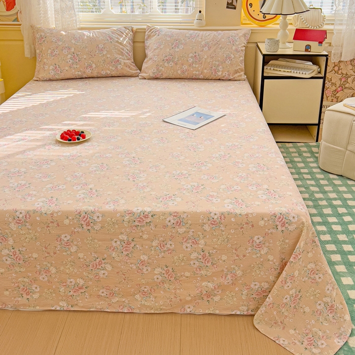 91家纺网 家纺一手货源 找家纺 纽缦家纺 2025新款云感提花双层纱床单 爱如星辰