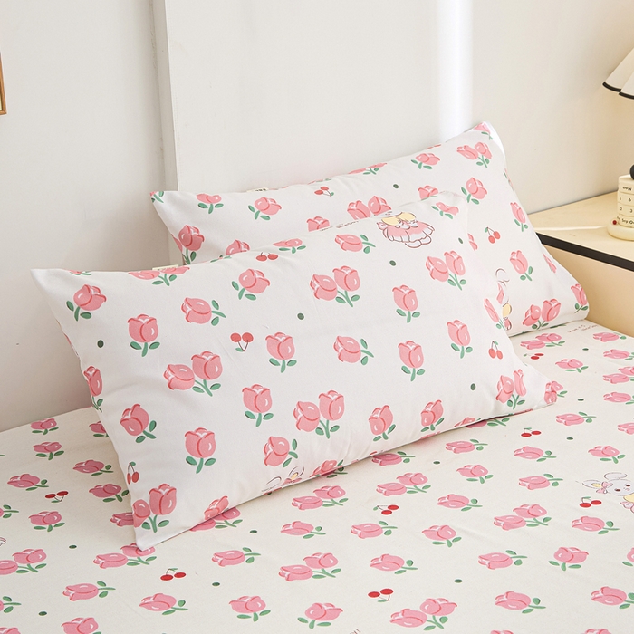 91家纺网 家纺一手货源 找家纺 首爱2025新款原棉老粗布床笠支持特殊规格定制 常年不断货 大批量供应  玫瑰小兔