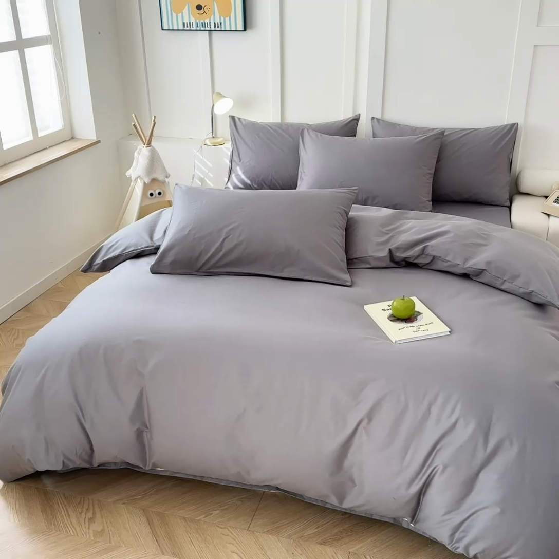 91家纺网 家纺一手货源 找家纺 卢赛尔 2025新款全13372纯色单被套 高级灰