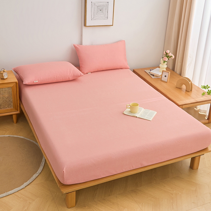 91家纺网 家纺一手货源 找家纺 首爱2025新款原棉老粗布床笠支持特殊规格定制 常年不断货 大批量供应  樱花粉