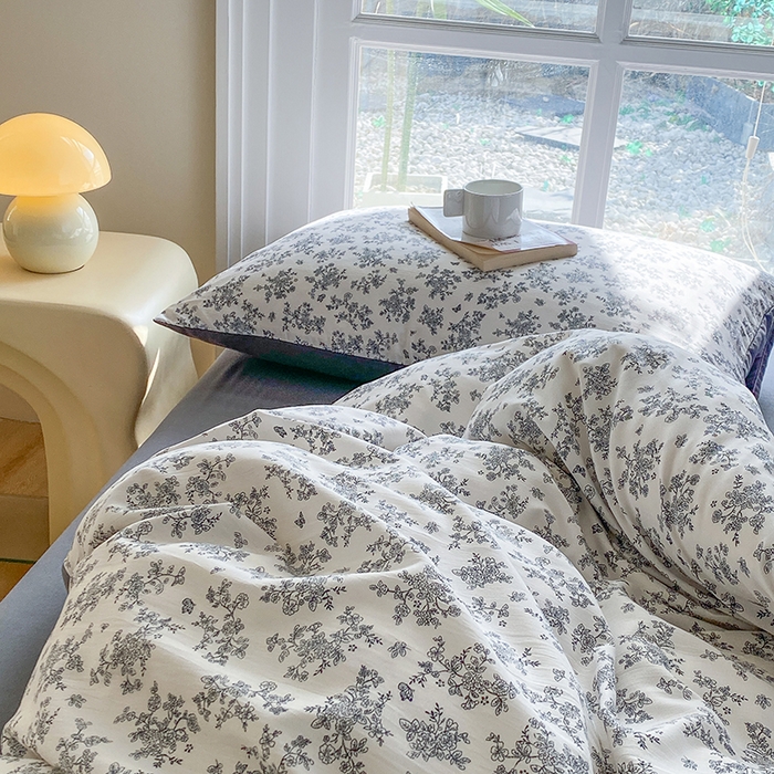 91家纺网 家纺一手货源 找家纺 富缦庭2025新款A类针织双层纱四件套暗香灰