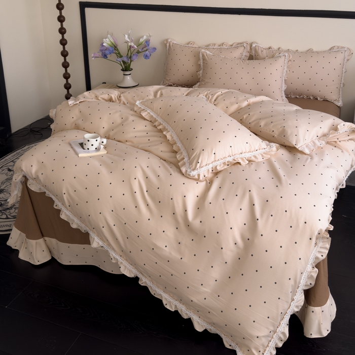 91家纺网 家纺一手货源 找家纺 可思家纺2025新款可思-韩版双层纱四件套 若拉