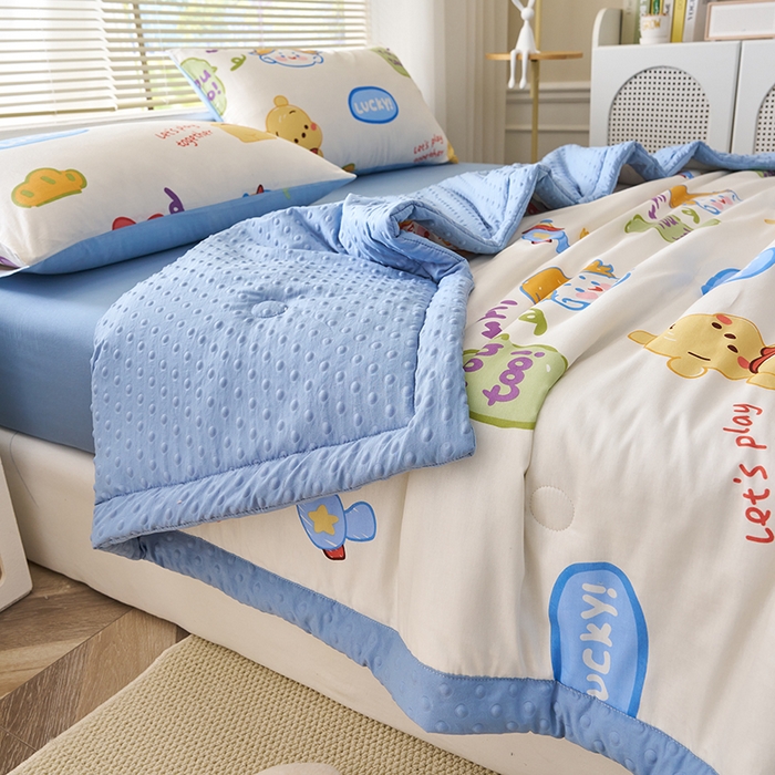 91家纺网 家纺一手货源 找家纺 暖阳 2025年新款纯棉豆豆夏被夏凉被被子被芯 豆豆-可爱甜心