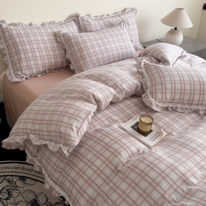 91家纺网 家纺一手货源 找家纺 可思家纺2025新款可思-韩版双层纱四件套 安琪