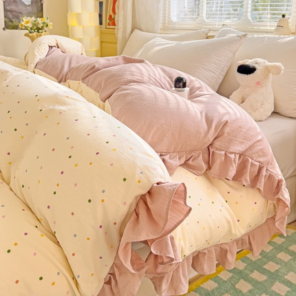 纽缦家纺 2025新款云感提花双层纱韩版被套 波点世界