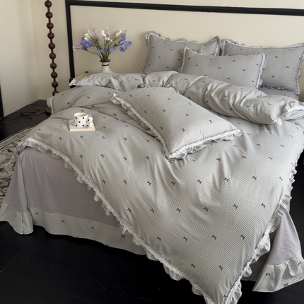 91家纺网 家纺一手货源 找家纺 （总）可思家纺2025新款可思-韩版双层纱四件套