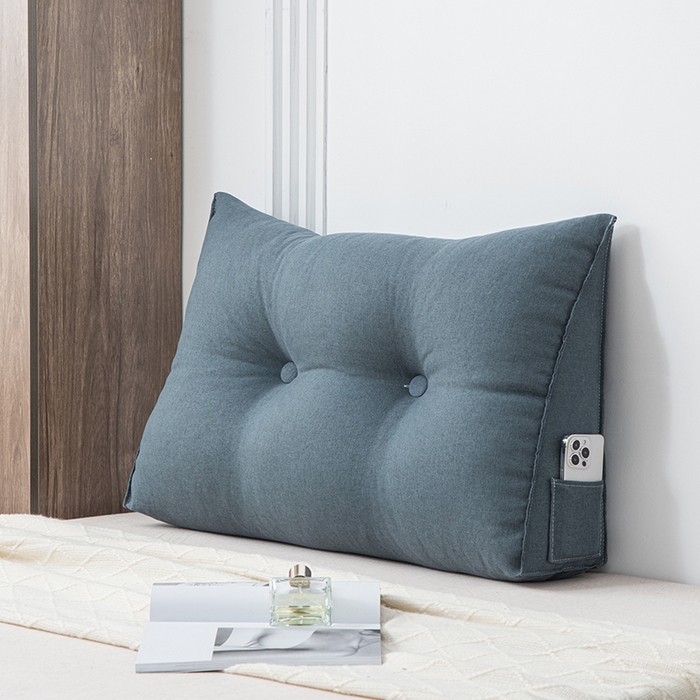 91家纺网 家纺一手货源 找家纺 美达人2025新款麻布珍珠棉三角靠背 亚麻单人 惜墨深灰