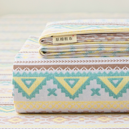 91家纺网 家纺一手货源 找家纺 棉乐町家居 2025新款锦柔老粗布床单老粗布凉席三件套 条雅恋