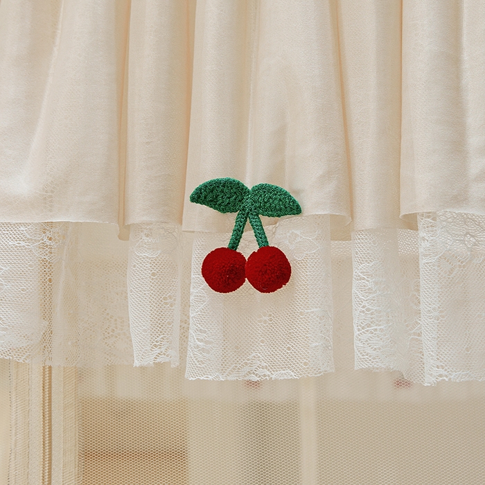 91家纺网 家纺一手货源 找家纺 青竹苑2025新款花边款床笠底防摔坐床蚊帐-樱桃 樱桃-米杏