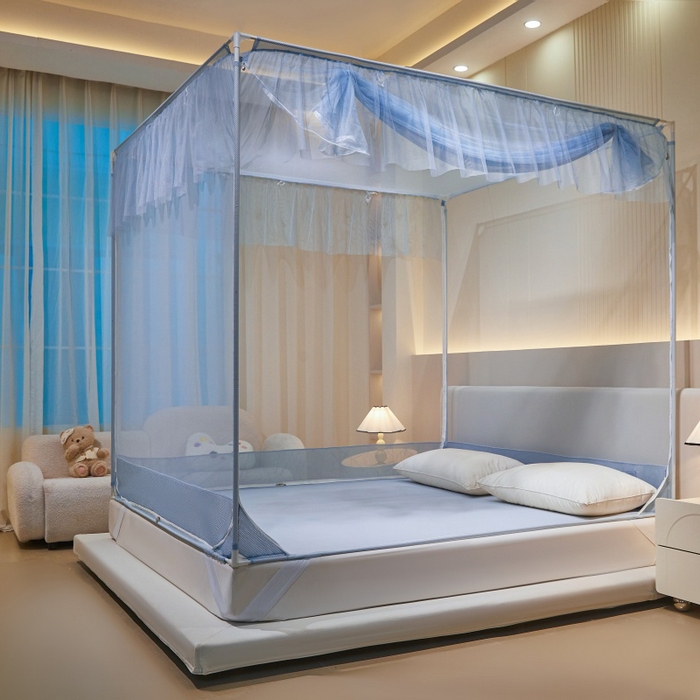 91家纺网 家纺一手货源 找家纺 卓尔居 2025绗绣编织防摔蚊帐-夏至 夏至-浅蓝