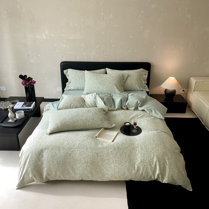 91家纺网 家纺一手货源 找家纺 旷野 2025新款全棉色织提花四件套 山野-绿