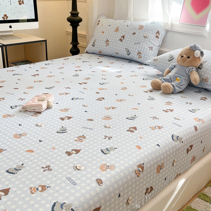 91家纺网 家纺一手货源 找家纺 博雅 2025新款全棉A类双层纱床笠 萌宠乐园