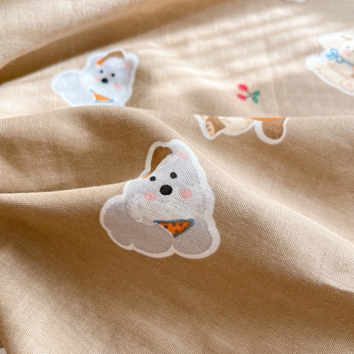 91家纺网 家纺一手货源 找家纺 博雅 2025新款全棉A类双层纱床笠 可可旺仔